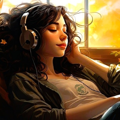 femme heureuse qui a lâché prise et écoutant de la musique